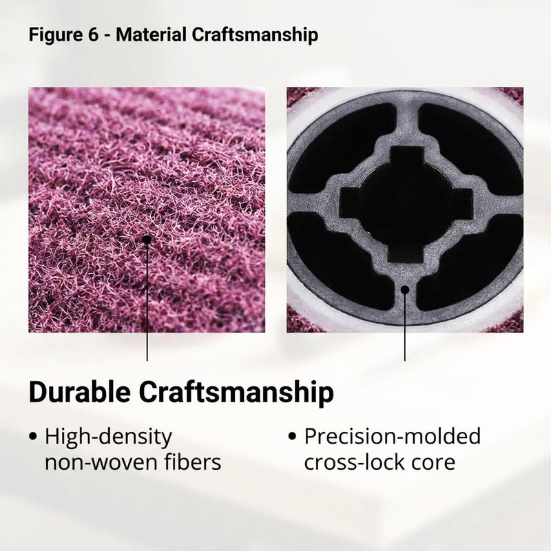 JUNLIXN 4.5" x 4" Non Woven Abrasive Drawing Drum, 3/4" Quad Keyway Burnishing Wheel for Hand held Polishing Machine 320 Grit Sanding Drum Surface Conditioning Tool (Pack of 2) - Image 5